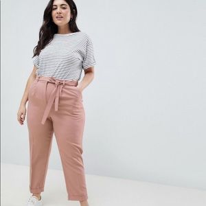 ASOS - Pink Peg Trousers/Pants with Obi Tie